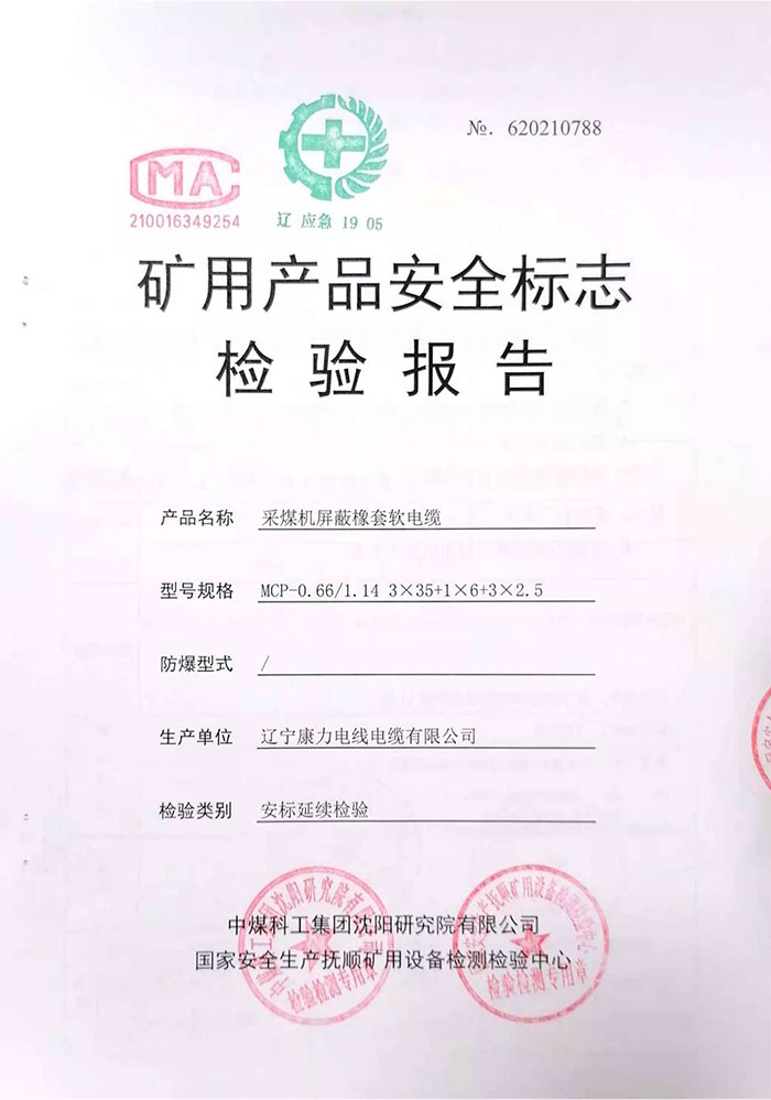 礦用產(chǎn)品安全標(biāo)志檢驗(yàn)報(bào)告