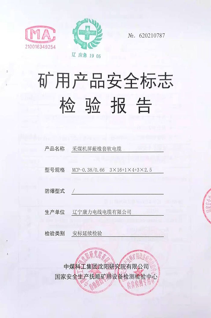 礦用產(chǎn)品安全標(biāo)志檢驗(yàn)報(bào)告